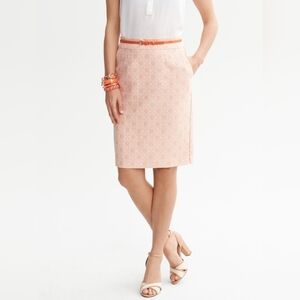 NWOT! BR BANANA REPUBLIC Business Casual Coral Floral Jacquard Pencil Skirt 0